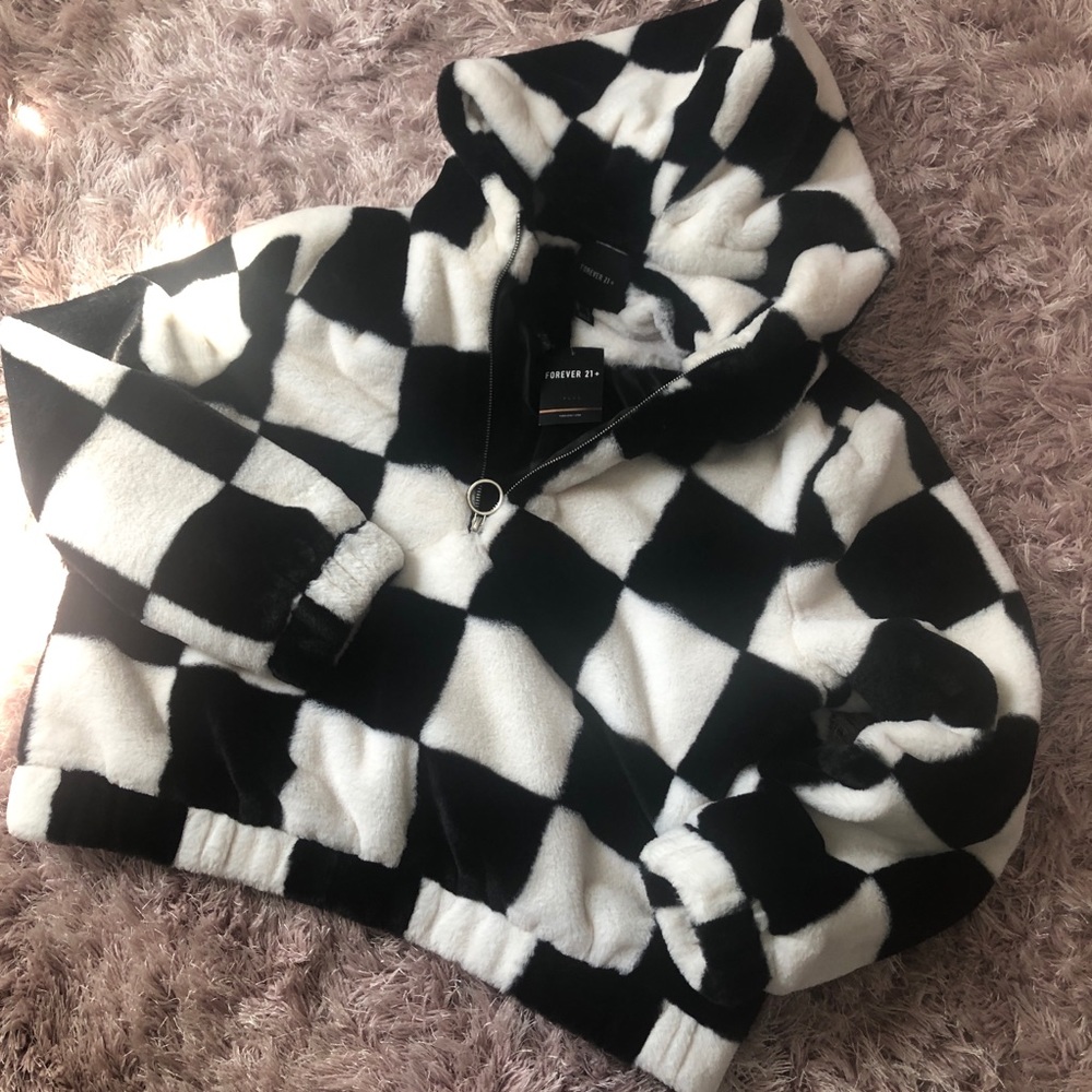 SOLD Forever 21 Checkered Cropped Hoodie